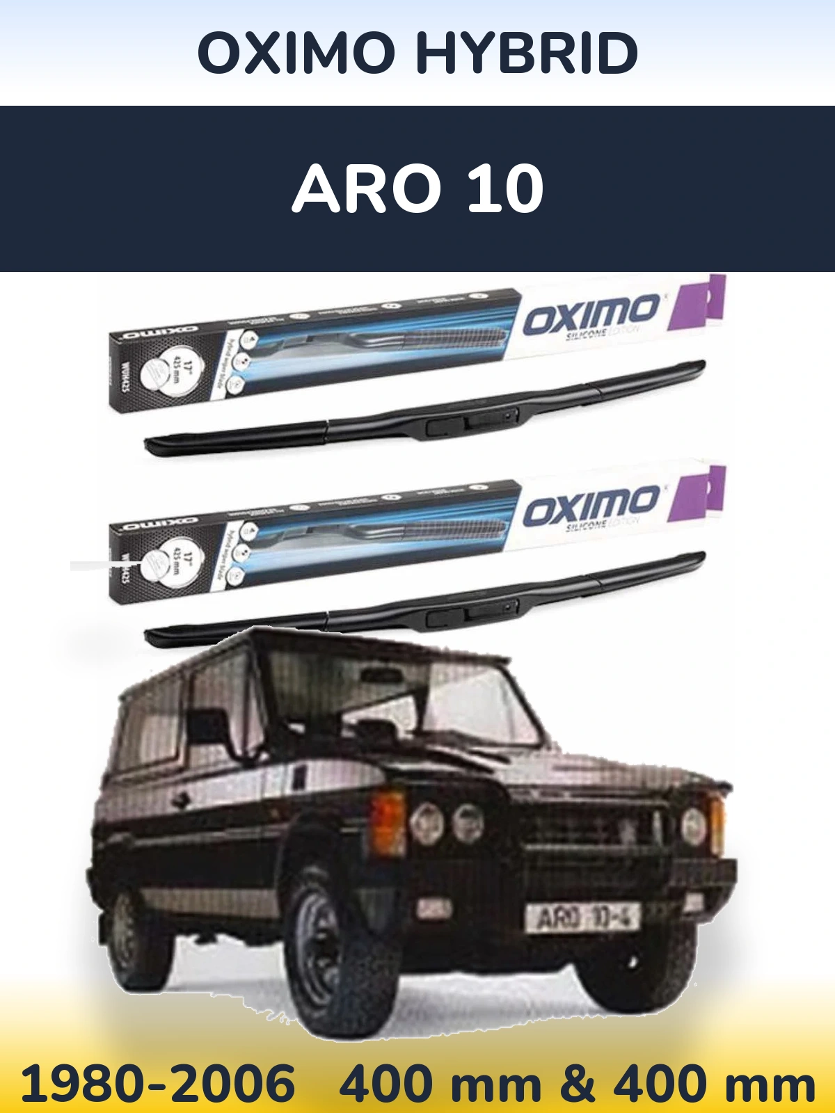 Комплект передних дворников Oximo Hybrid 400 & 400 мм для ARO 10 1980-2006