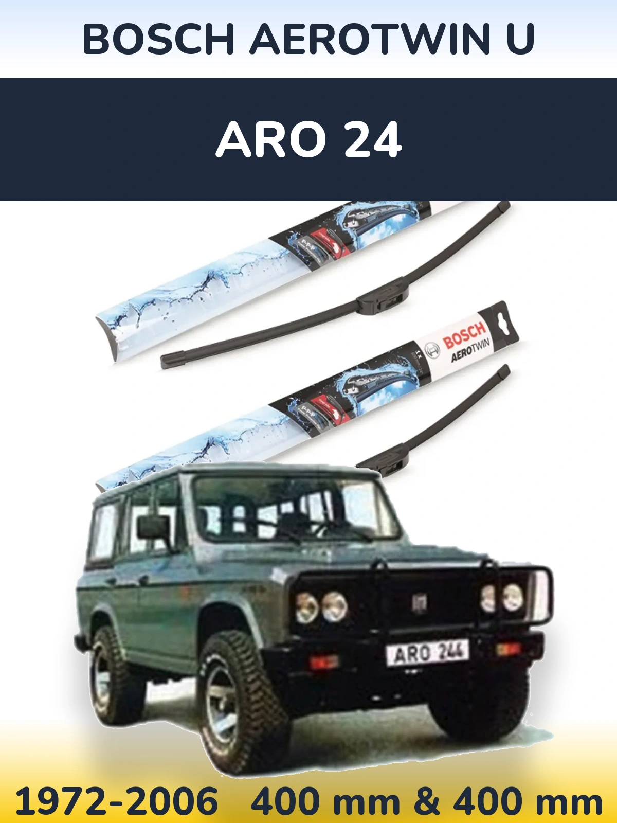 Komplet przednich wycieraczek BOSCH AeroTwin U 400 & 400 mm do ARO 24 1972-2006