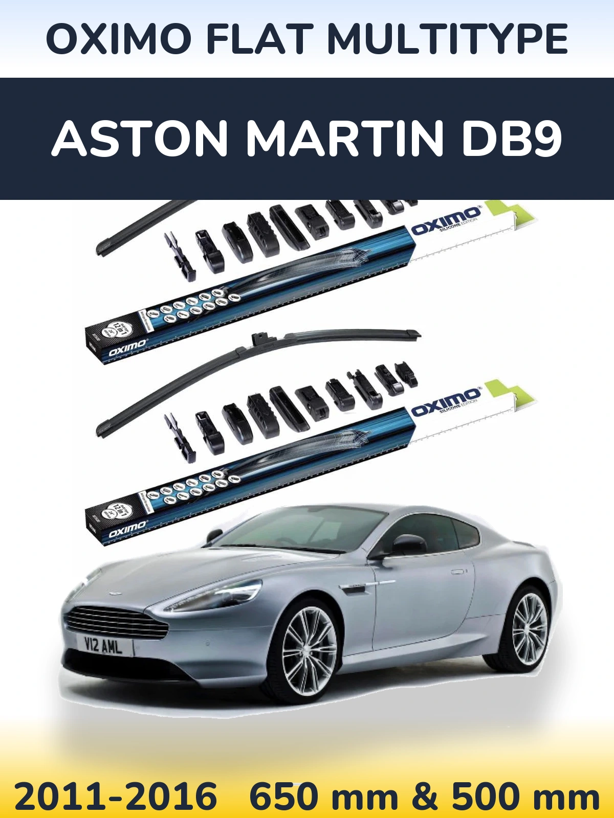 Komplet przednich wycieraczek Oximo Flat MultiType 650 & 500 mm do Aston Martin DB9 2011-2016