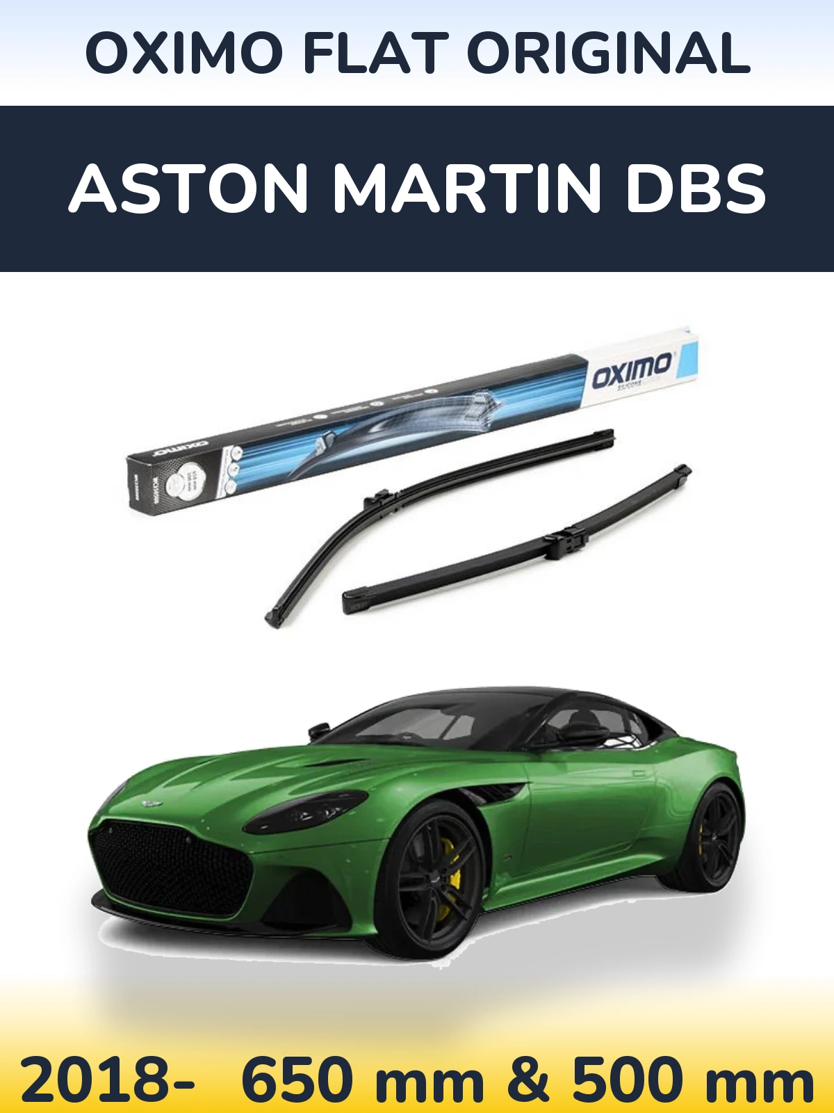 Комплект передних дворников Oximo Flat Original 650 & 500 мм для Aston Martin DBS 2018-2026