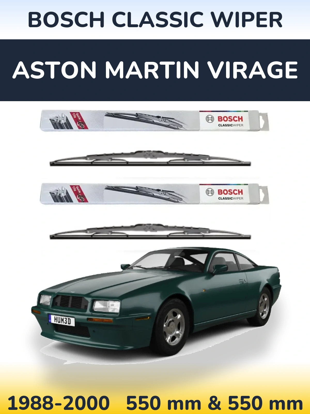 Комплект передних дворников BOSCH Classic Wiper 550 & 550 мм для Aston Martin Virage 1988-2000