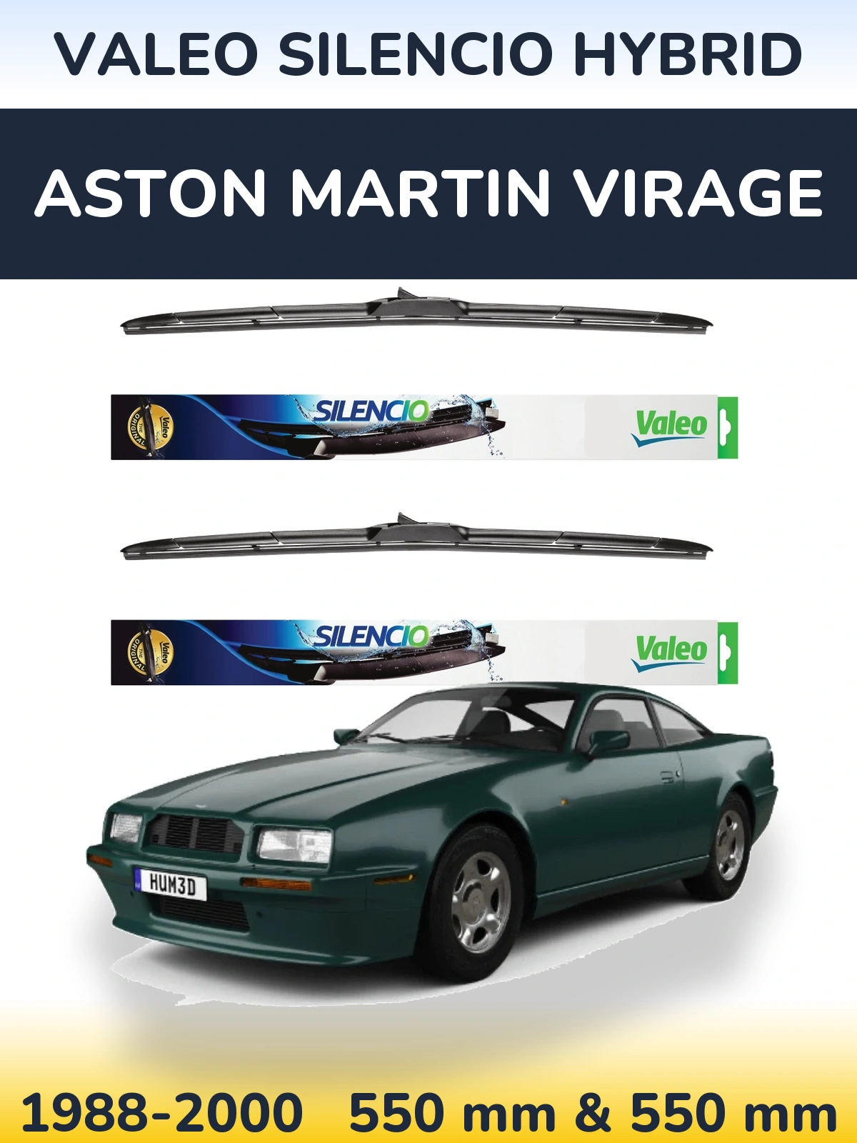Комплект передних дворников Valeo Silencio Hybrid 550 & 550 мм для Aston Martin Virage 1988-2000