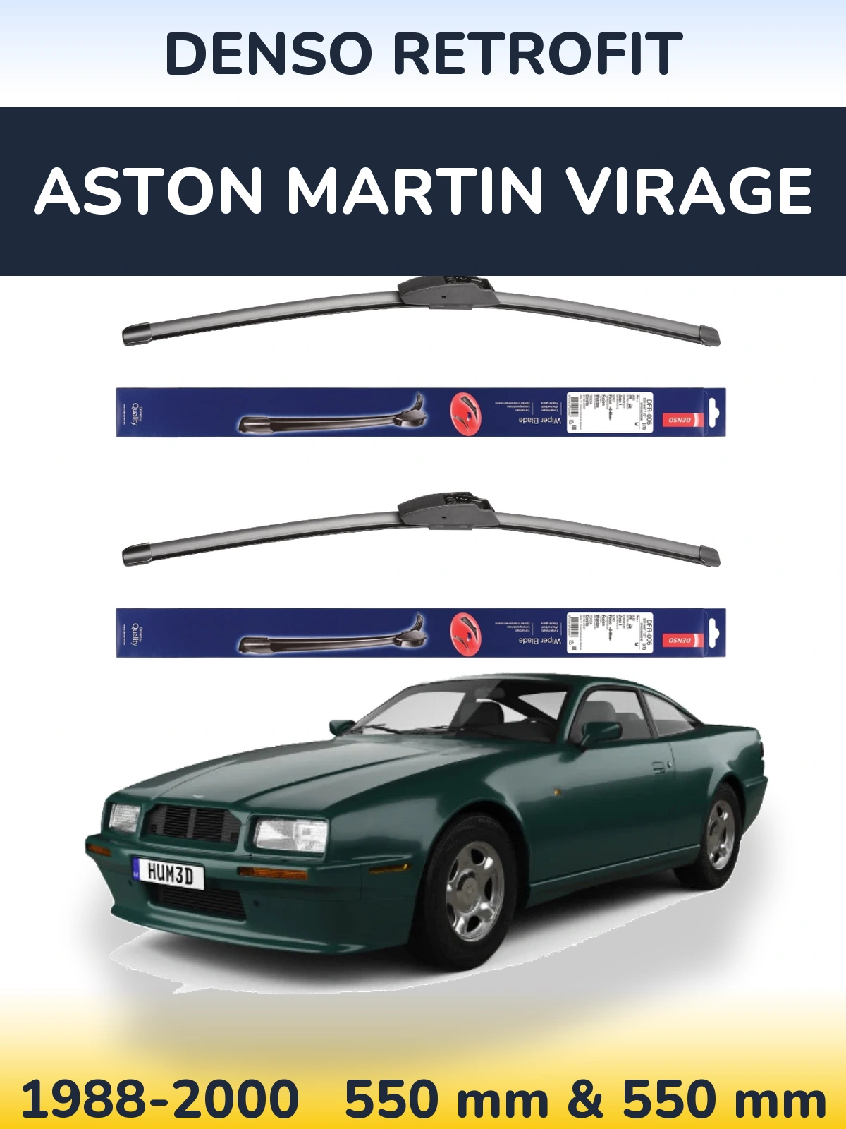 Комплект передних дворников Denso Retrofit 550 & 550 мм для Aston Martin Virage 1988-2000