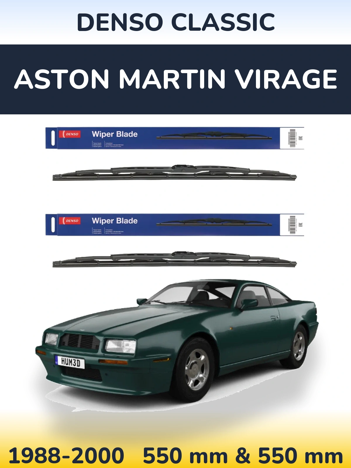 Комплект передних дворников Denso Classic 550 & 550 мм для Aston Martin Virage 1988-2000