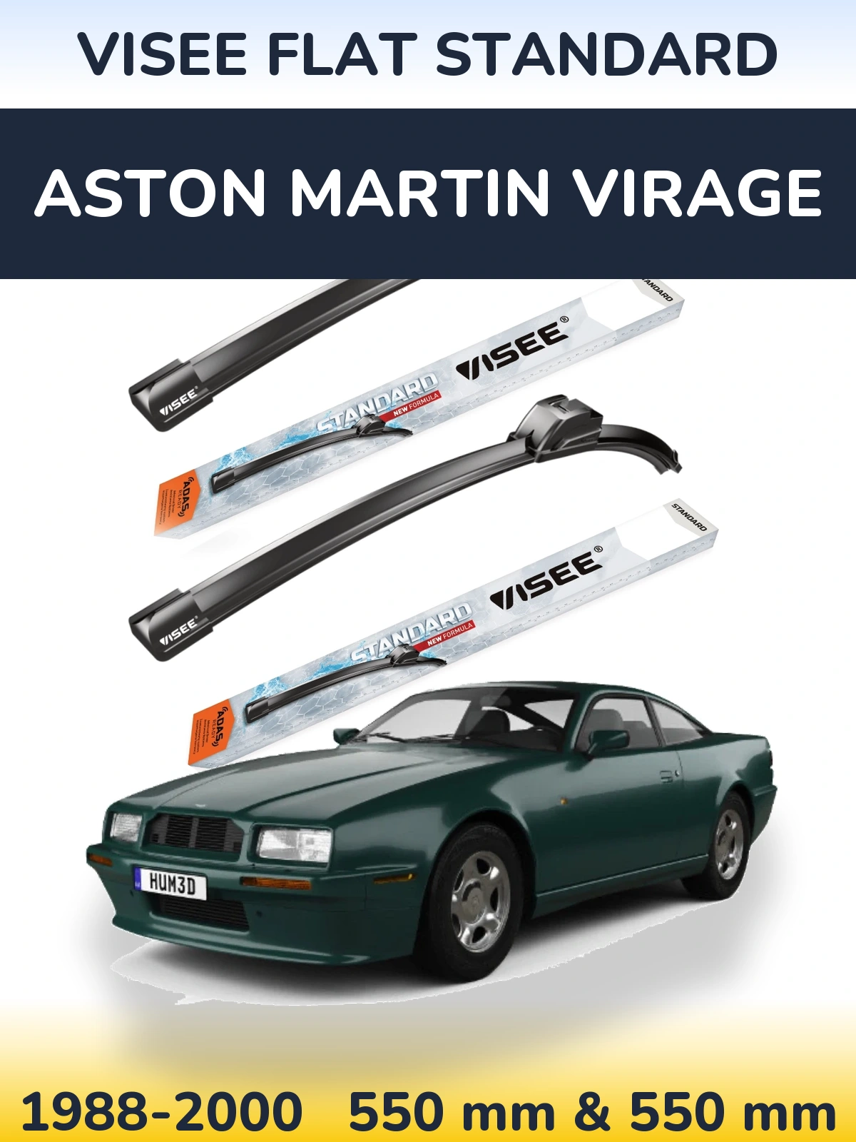 Komplet przednich wycieraczek VISEE FLAT STANDARD 550 & 550 mm do Aston Martin Virage 1988-2000