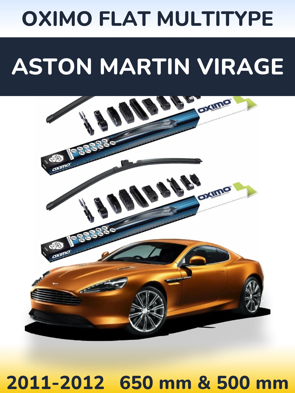 Komplet przednich wycieraczek Oximo Flat MultiType 650 & 500 mm do Aston Martin Virage 2011-2012