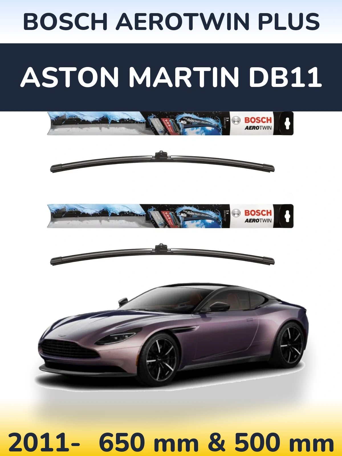 Komplet przednich wycieraczek BOSCH AeroTwin Plus 650 & 500 mm do Aston Martin DB11 2011-2026