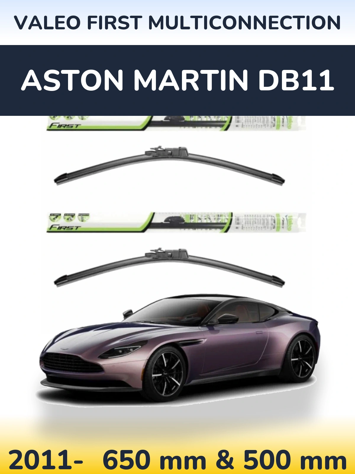 Komplet przednich wycieraczek Valeo First MultiConnection 650 & 500 mm do Aston Martin DB11 2011-2026