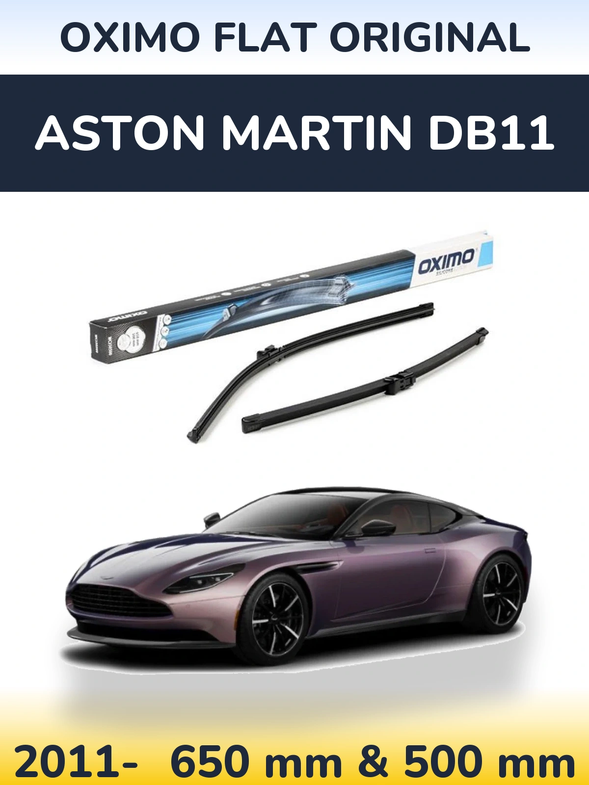 Komplet przednich wycieraczek Oximo Flat Original 650 & 500 mm do Aston Martin DB11 2011-2026