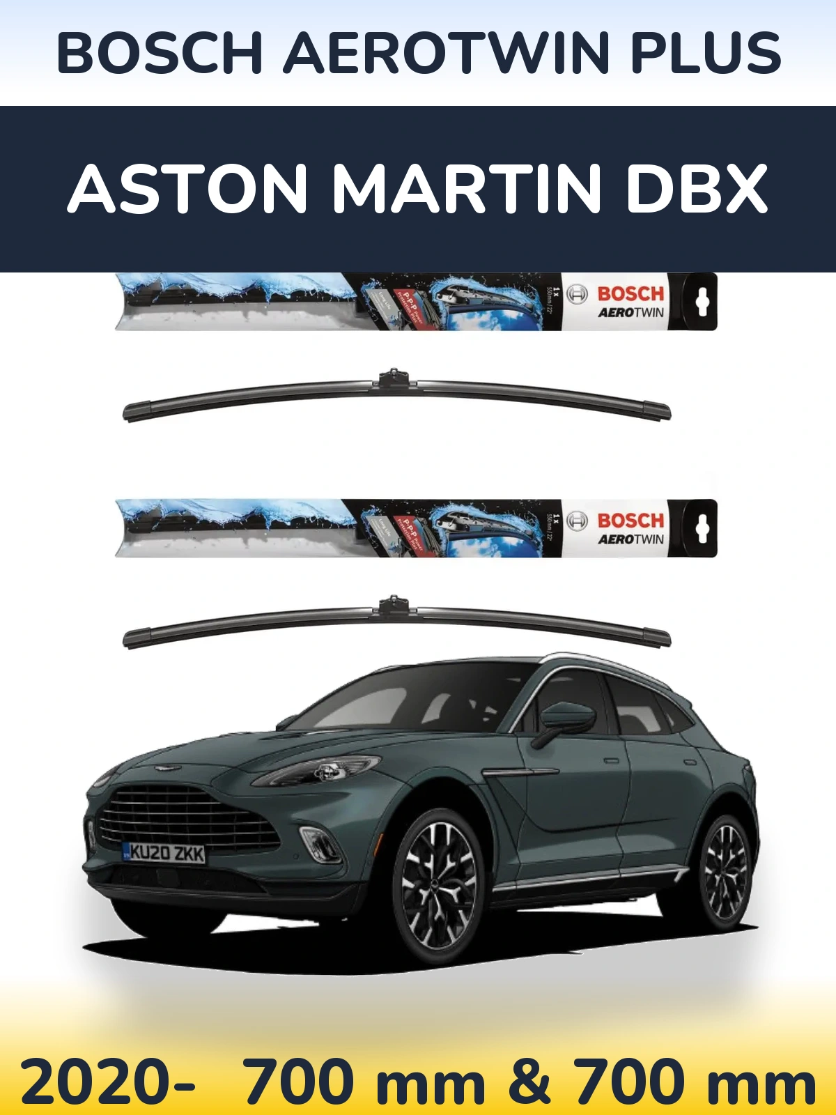 Комплект передних дворников BOSCH AeroTwin Plus 700 & 700 мм для Aston Martin DBX 2020-2026