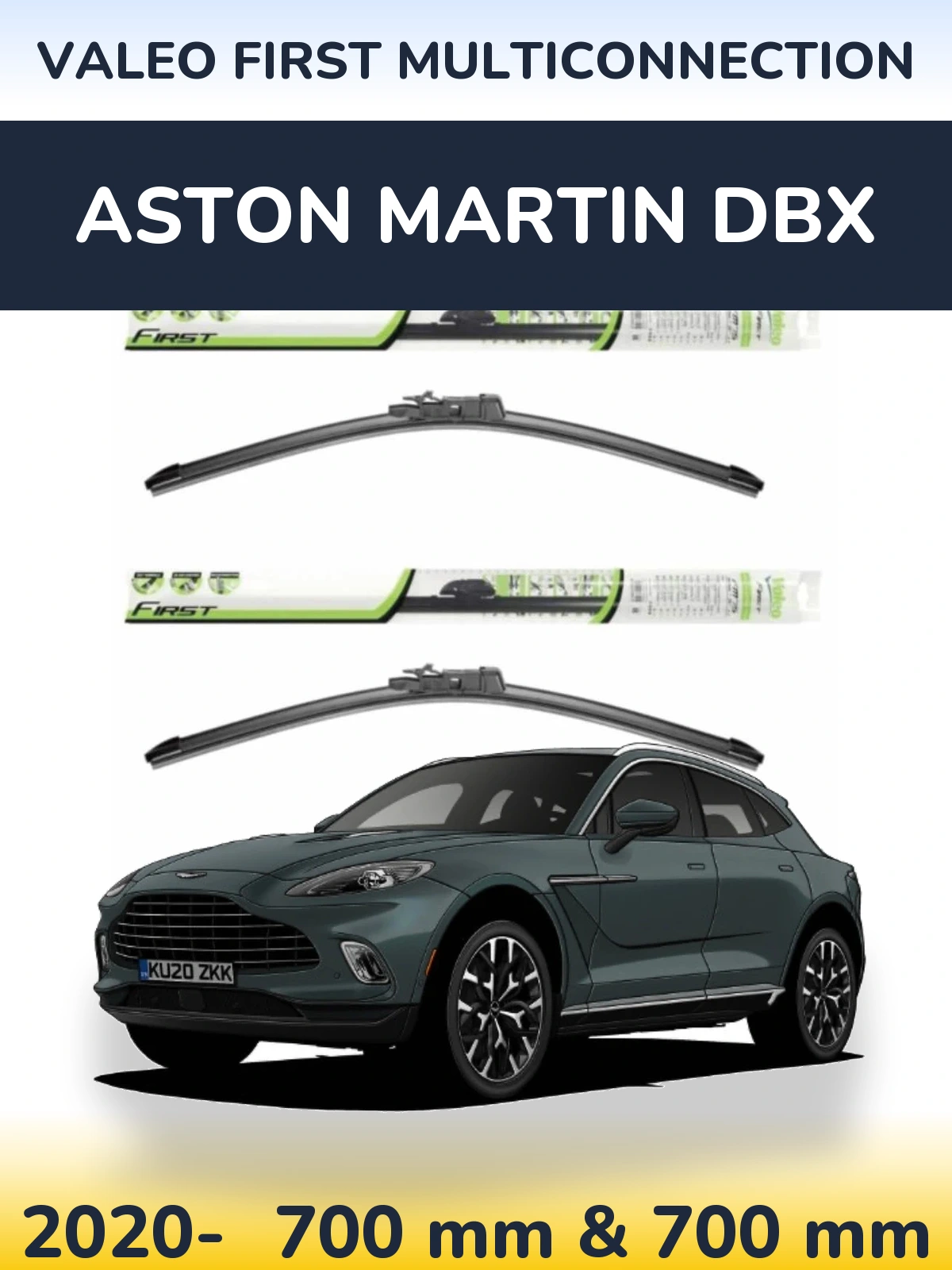 Комплект передних дворников Valeo First MultiConnection 700 & 700 мм для Aston Martin DBX 2020-2026