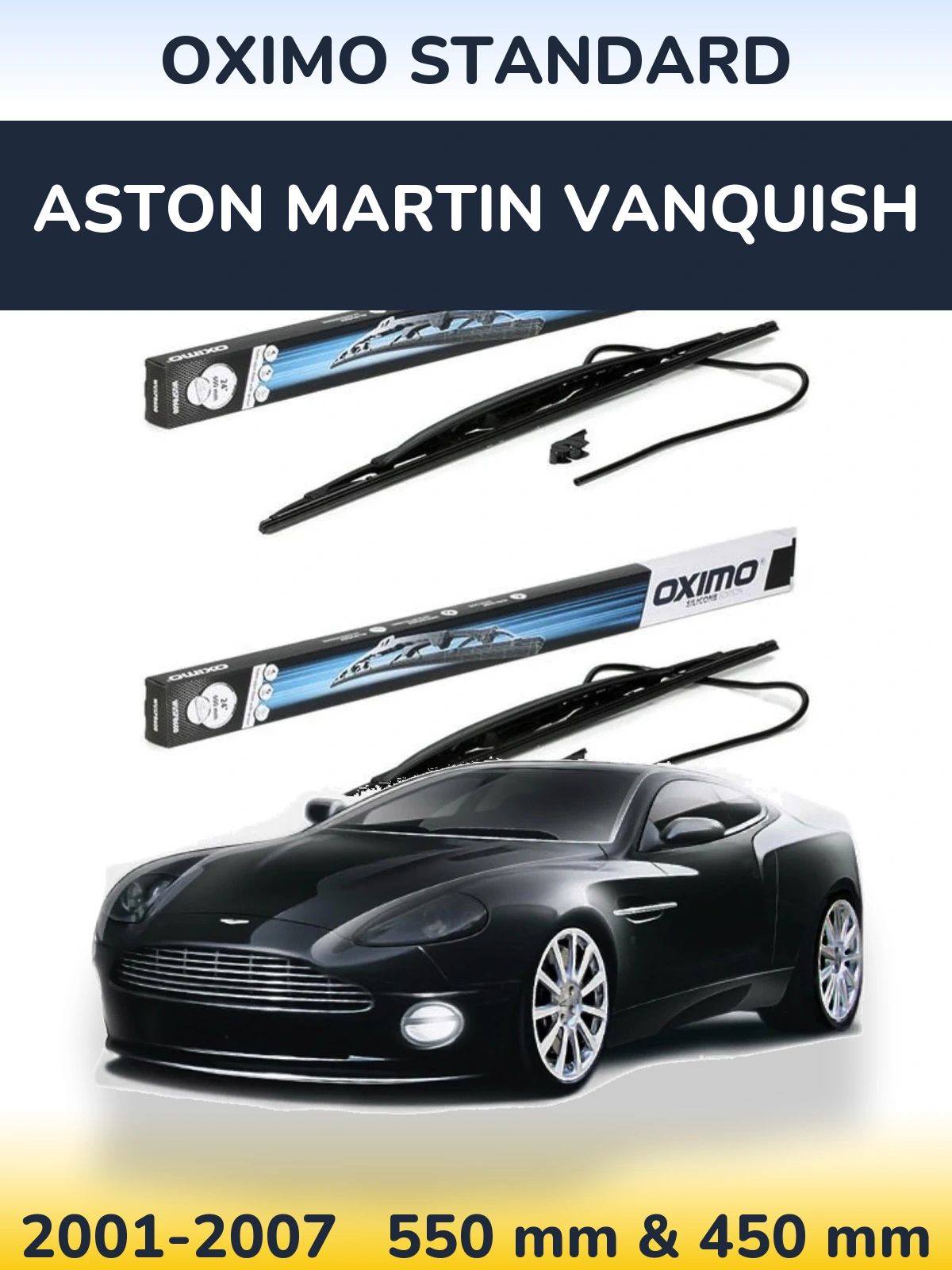 Komplet przednich wycieraczek Oximo Standard 550 & 450 mm do Aston Martin Vanquish 2001-2007