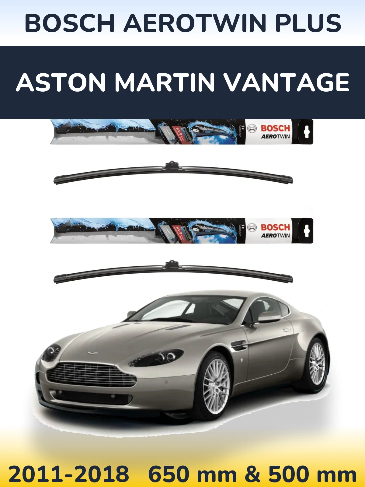 Komplet przednich wycieraczek BOSCH AeroTwin Plus 650 & 500 mm do Aston Martin Vantage 2011-2018
