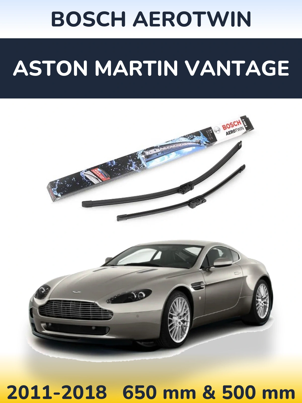 Komplet przednich wycieraczek BOSCH AeroTwin 650 & 500 mm do Aston Martin Vantage 2011-2018