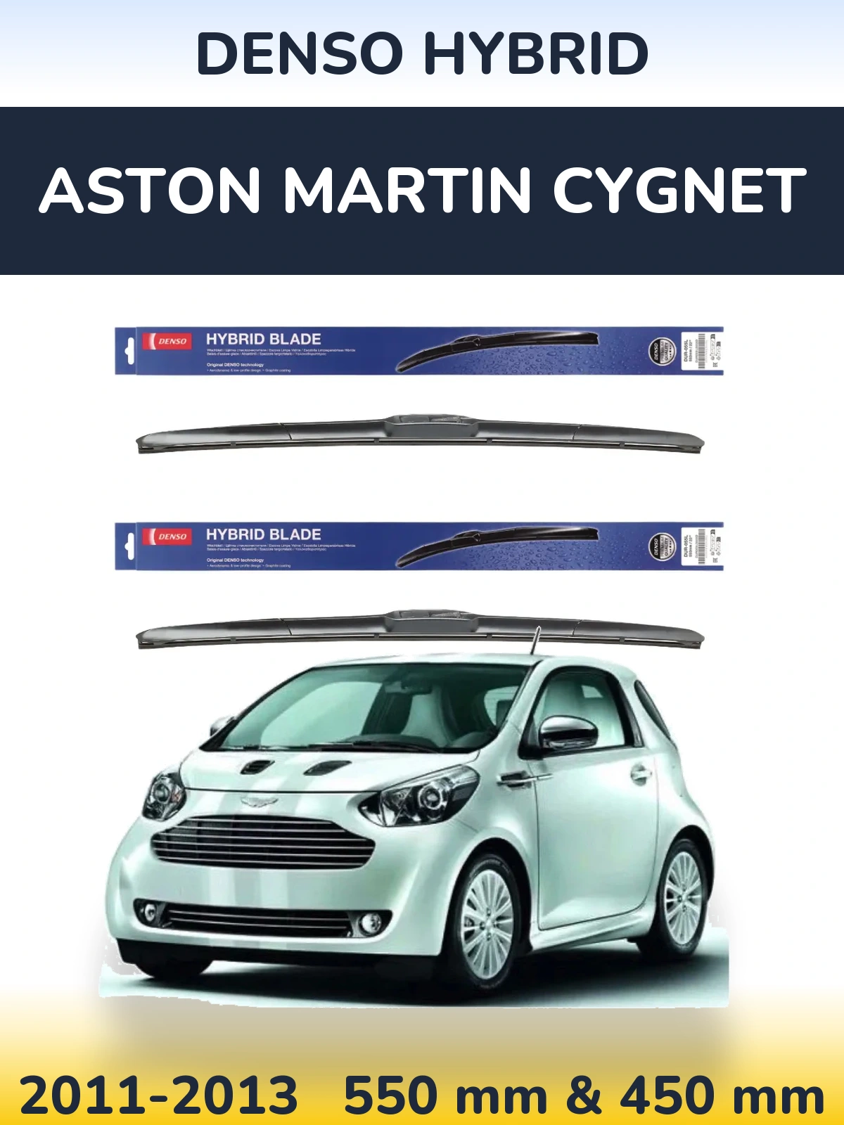 Komplet przednich wycieraczek Denso Hybrid 550 & 450 mm do Aston Martin Cygnet 2011-2013