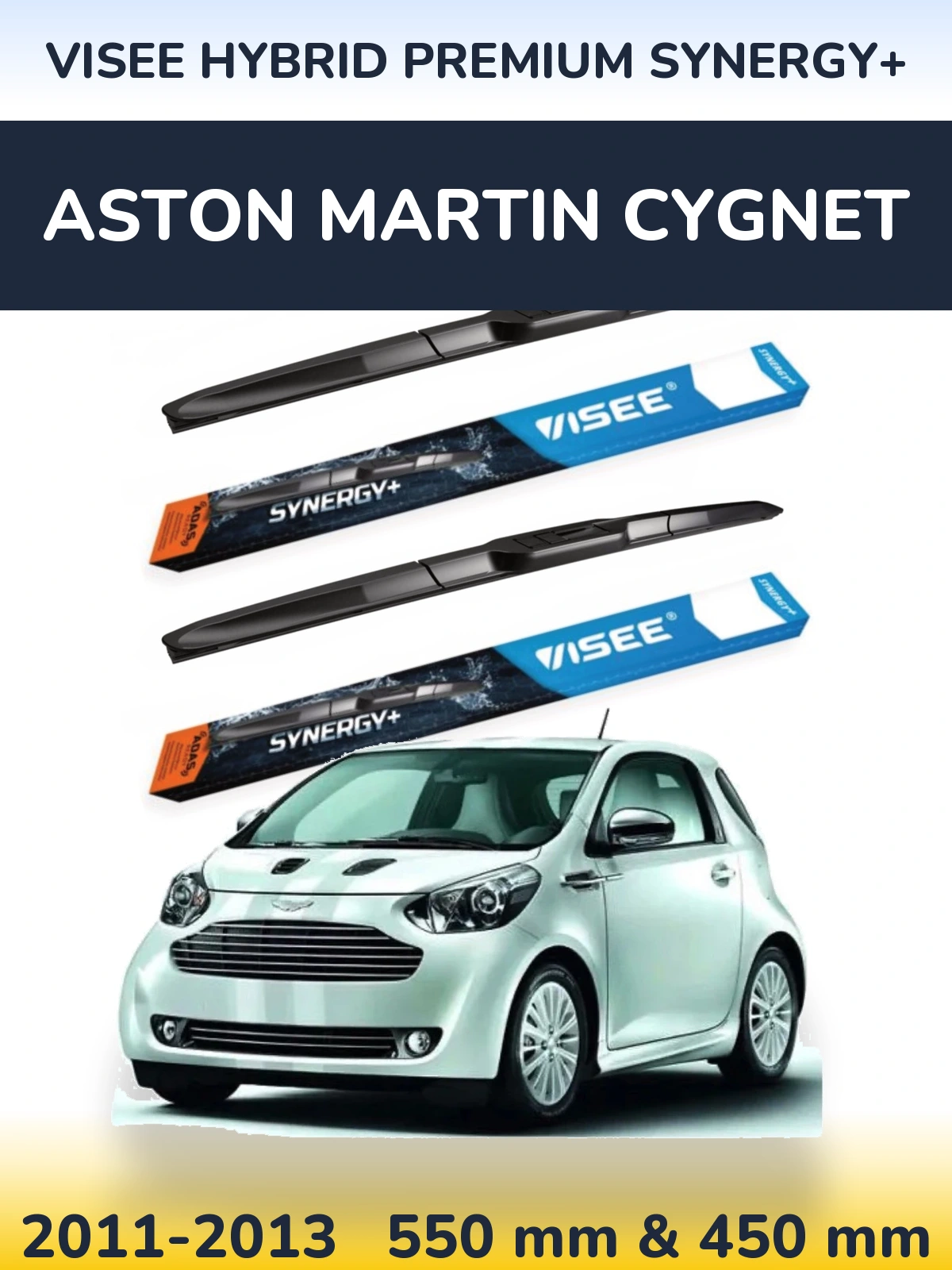 Komplet przednich wycieraczek VISEE HYBRID PREMIUM SYNERGY+ 550 & 450 mm do Aston Martin Cygnet 2011-2013