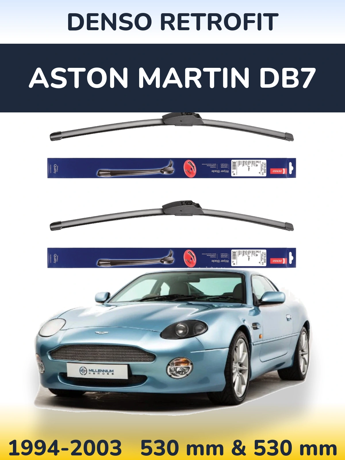 Комплект передних дворников Denso Retrofit 530 & 530 мм для Aston Martin DB7 1994-2003