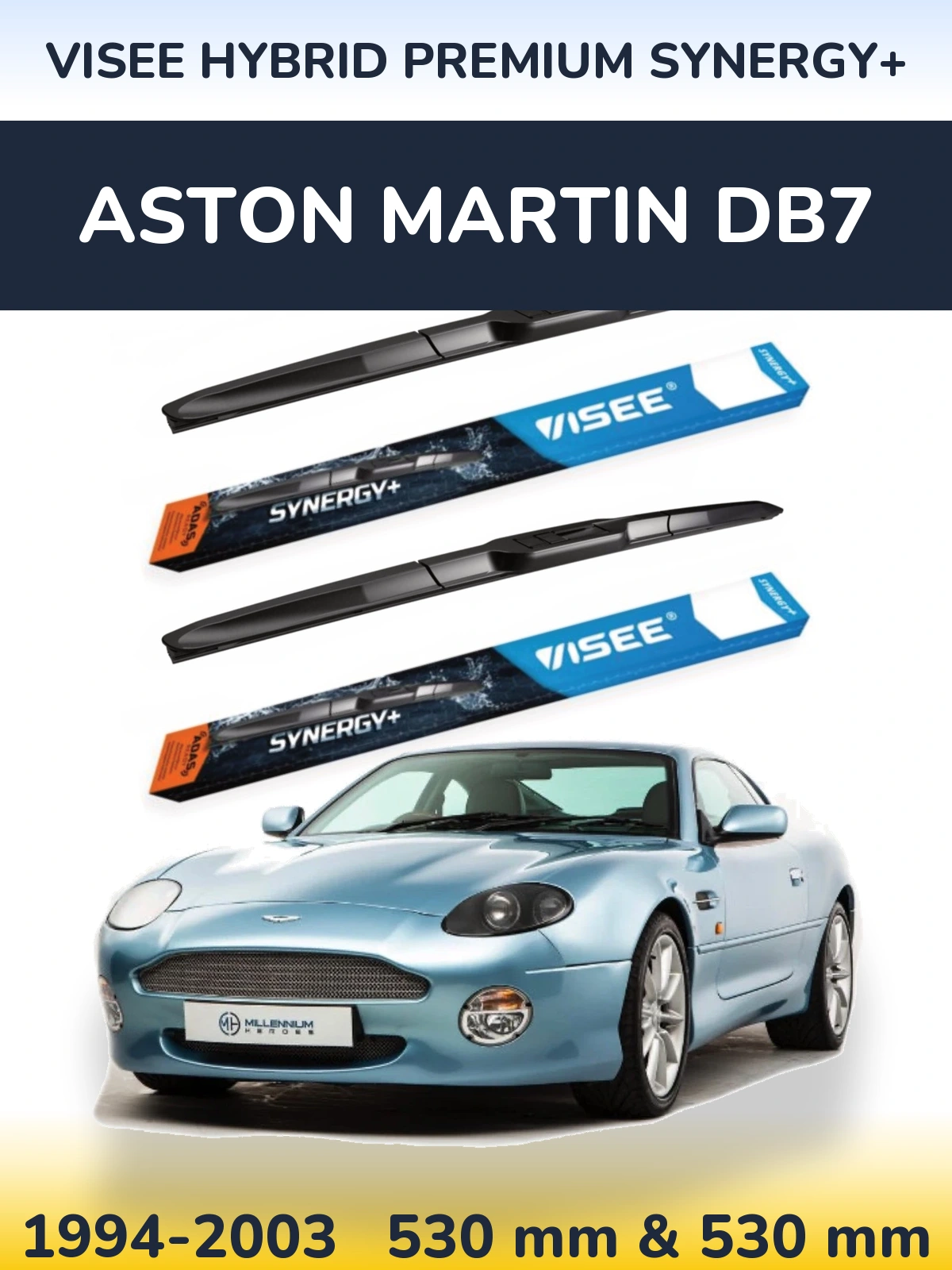 Комплект передних дворников VISEE HYBRID PREMIUM SYNERGY+ 530 & 530 мм для Aston Martin DB7 1994-2003