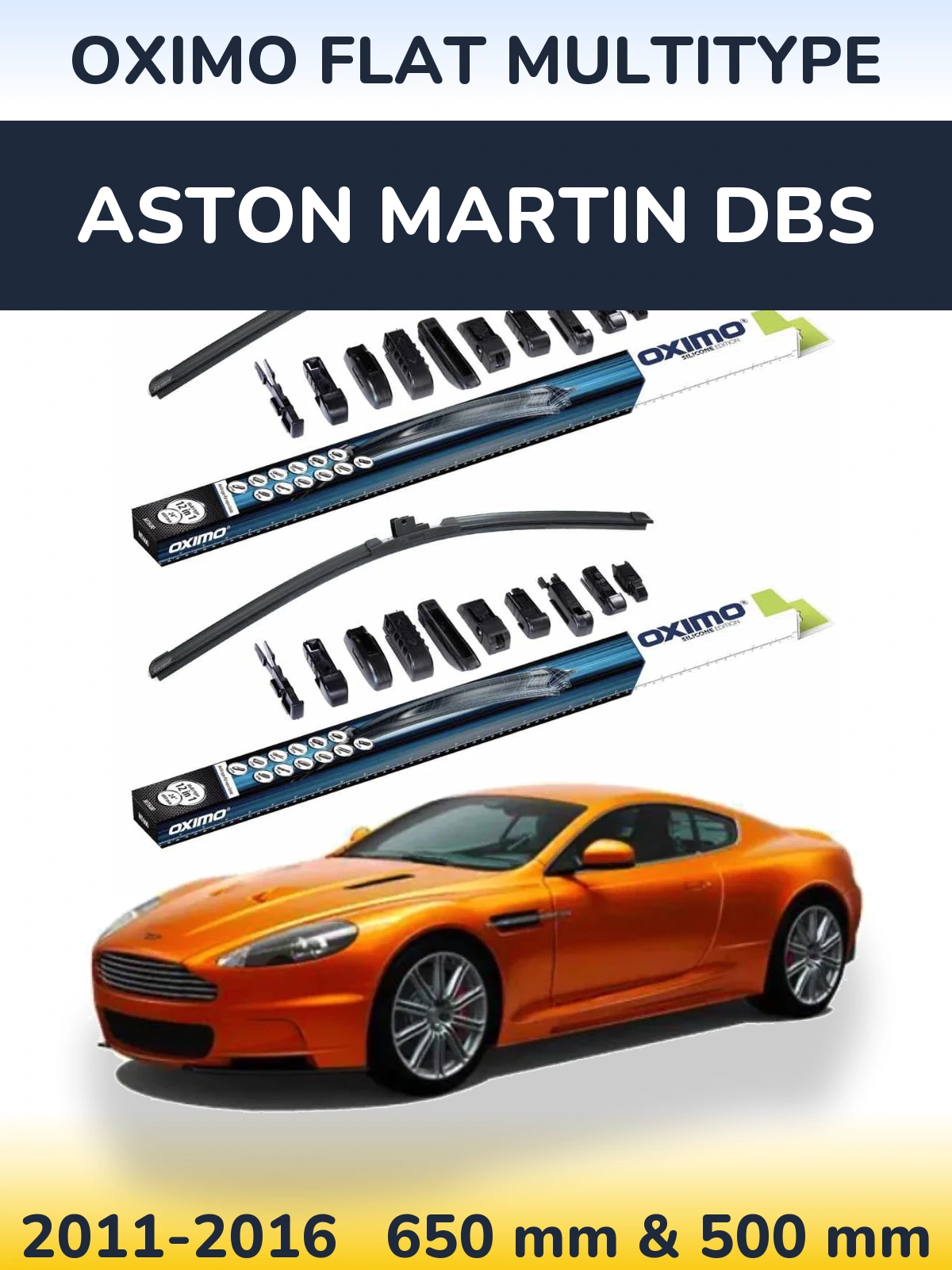 Komplet przednich wycieraczek Oximo Flat MultiType 650 & 500 mm do Aston Martin DBS 2011-2016