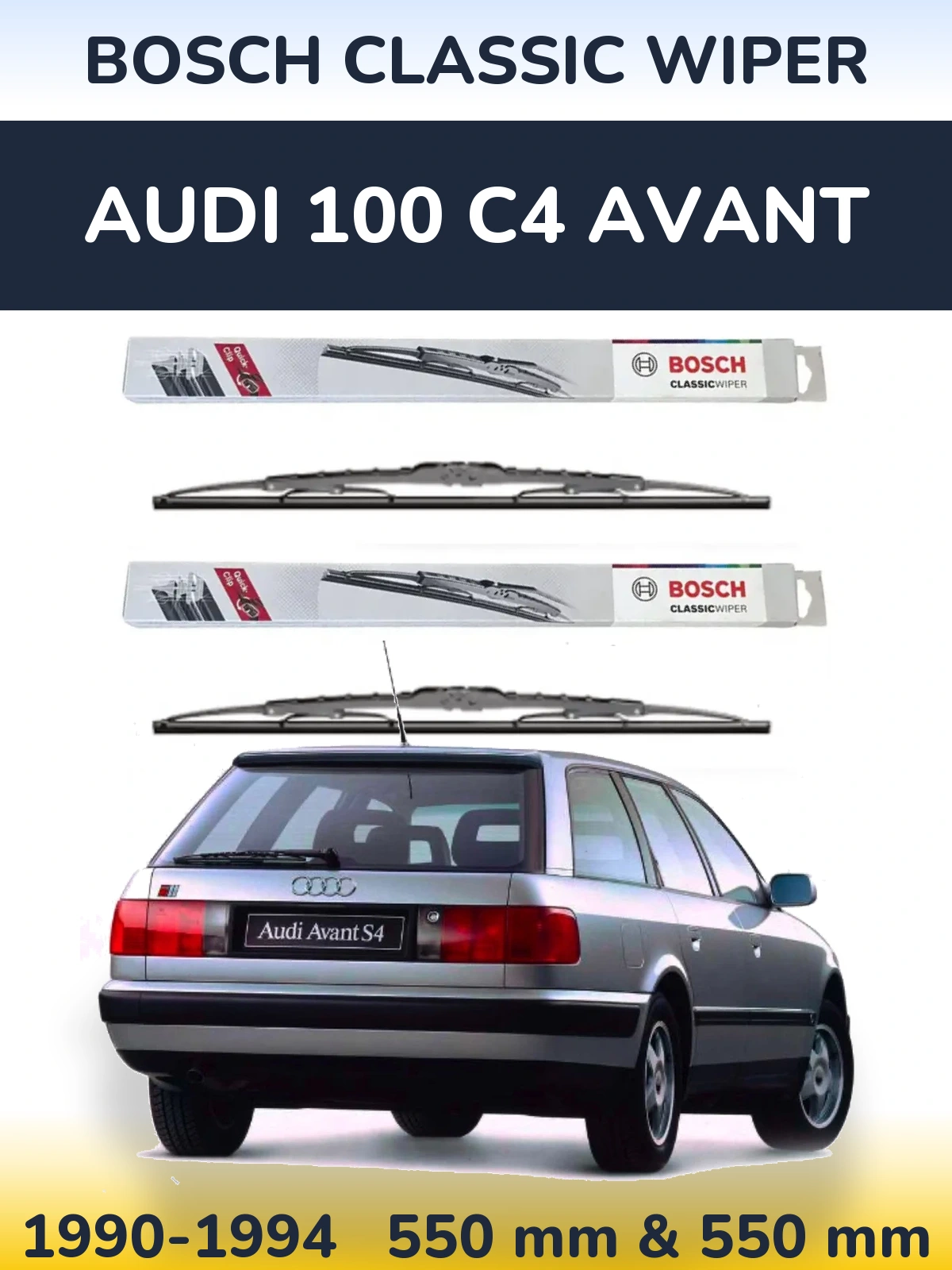 Комплект передних дворников BOSCH Classic Wiper 550 & 550 мм для Audi 100 C4 Avant 1990-1994