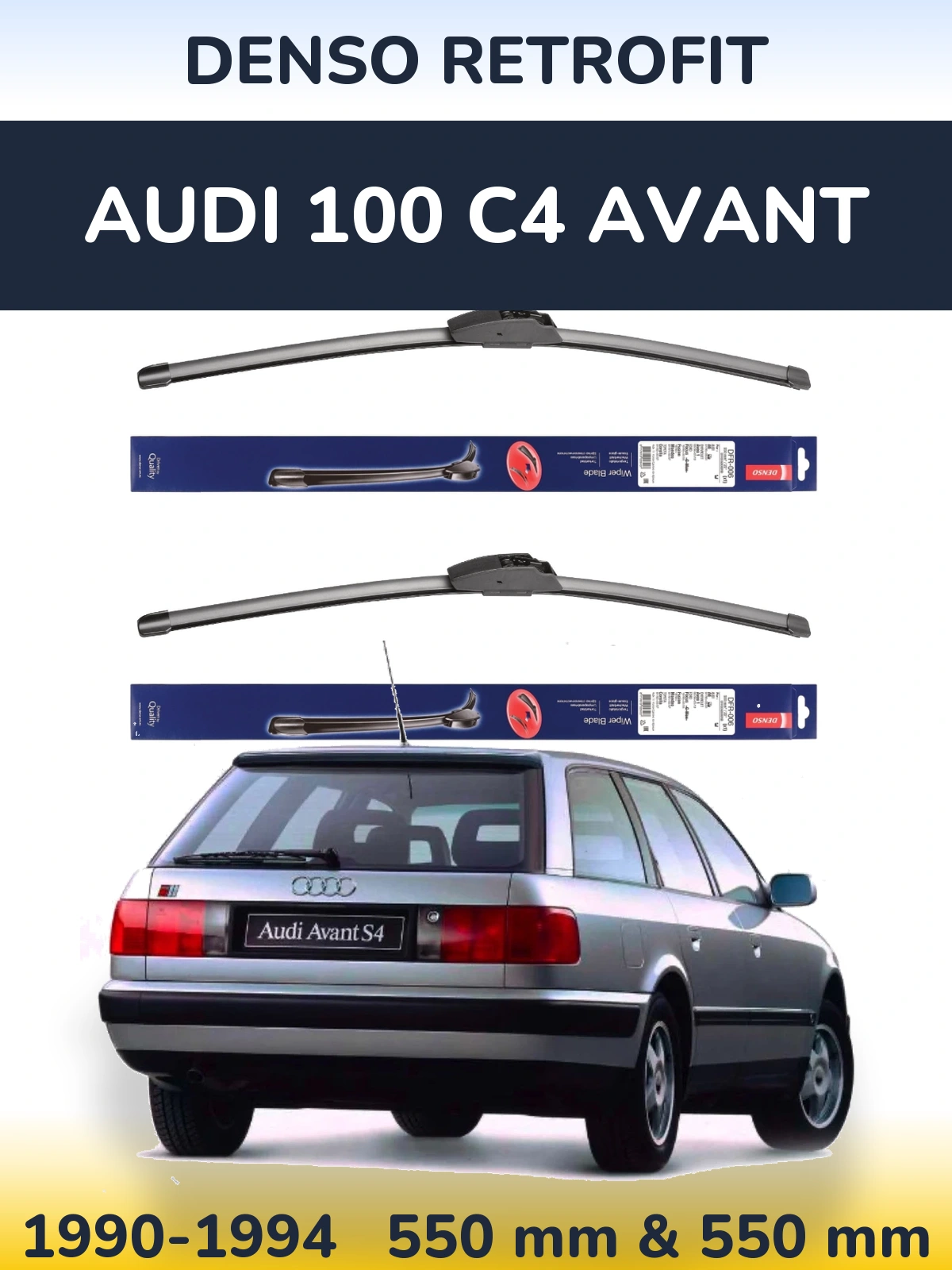 Komplet przednich wycieraczek Denso Retrofit 550 & 550 mm do Audi 100 C4 Avant 1990-1994