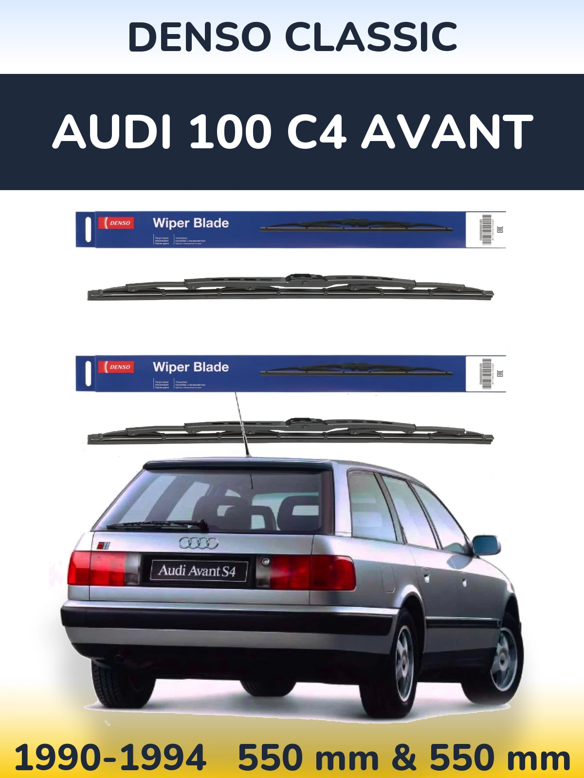Komplet przednich wycieraczek Denso Classic 550 & 550 mm do Audi 100 C4 Avant 1990-1994