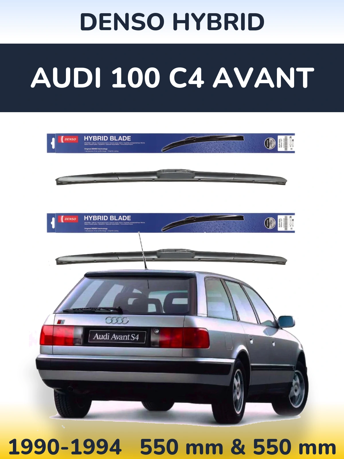 Komplet przednich wycieraczek Denso Hybrid 550 & 550 mm do Audi 100 C4 Avant 1990-1994