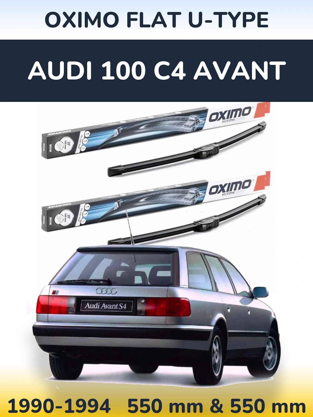 Komplet przednich wycieraczek Oximo Flat U-type 550 & 550 mm do Audi 100 C4 Avant 1990-1994