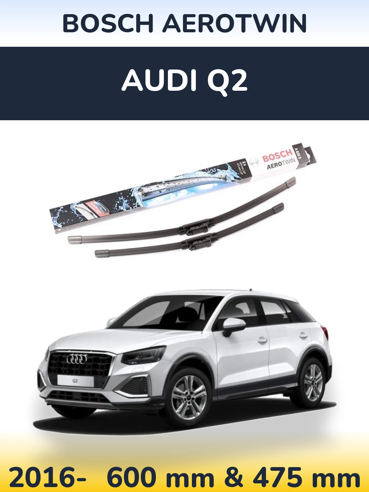 Komplet przednich wycieraczek BOSCH AeroTwin 600 & 475 mm do Audi Q2 2016-2026