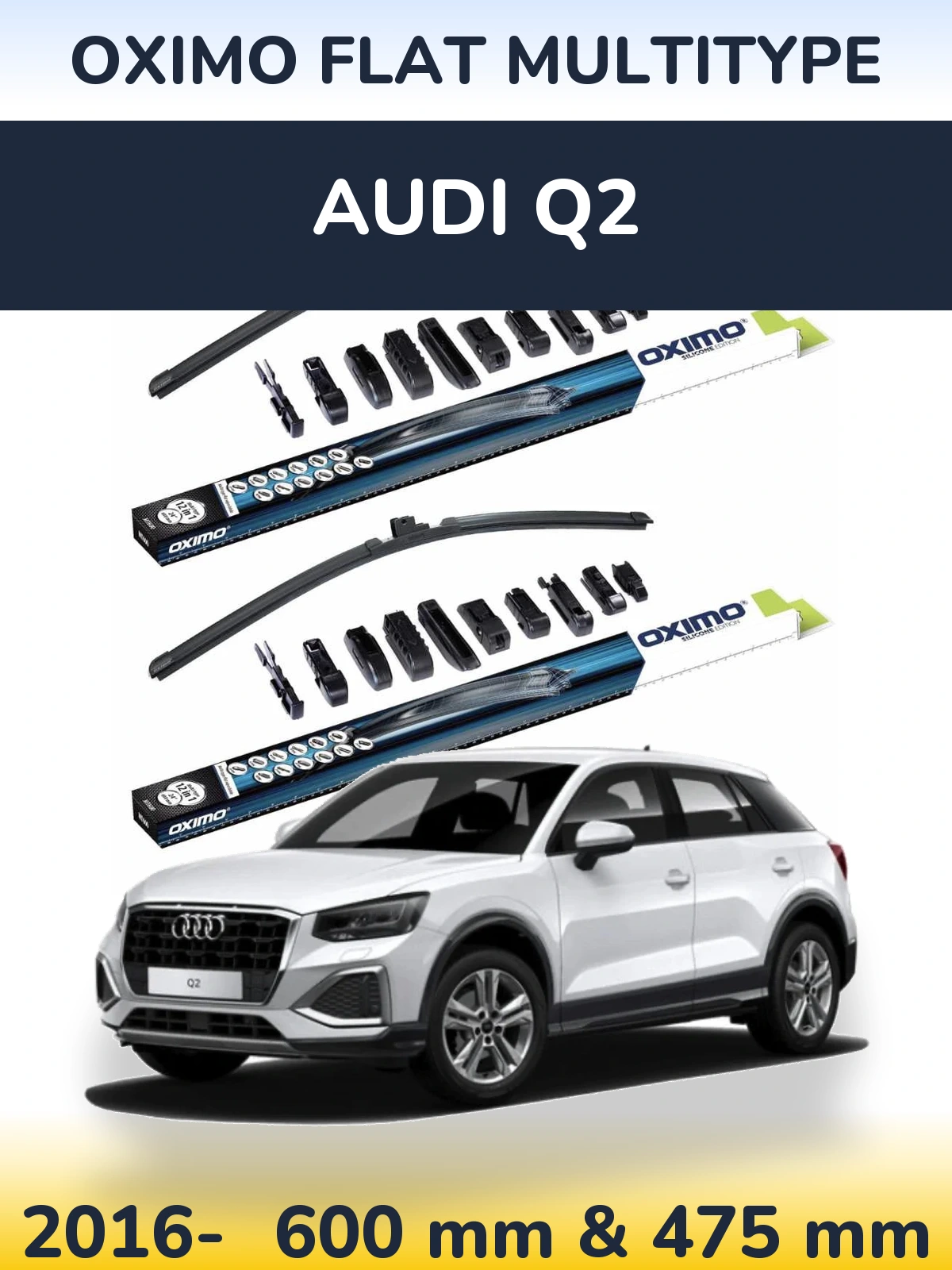 Komplet przednich wycieraczek Oximo Flat MultiType 600 & 475 mm do Audi Q2 2016-2026
