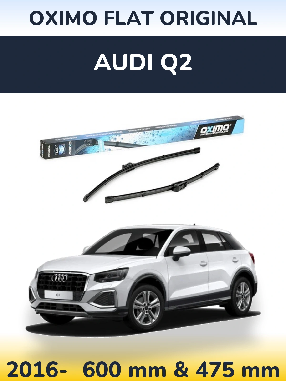 Комплект передних дворников Oximo Flat Original 600 & 475 мм для Audi Q2 2016-2026