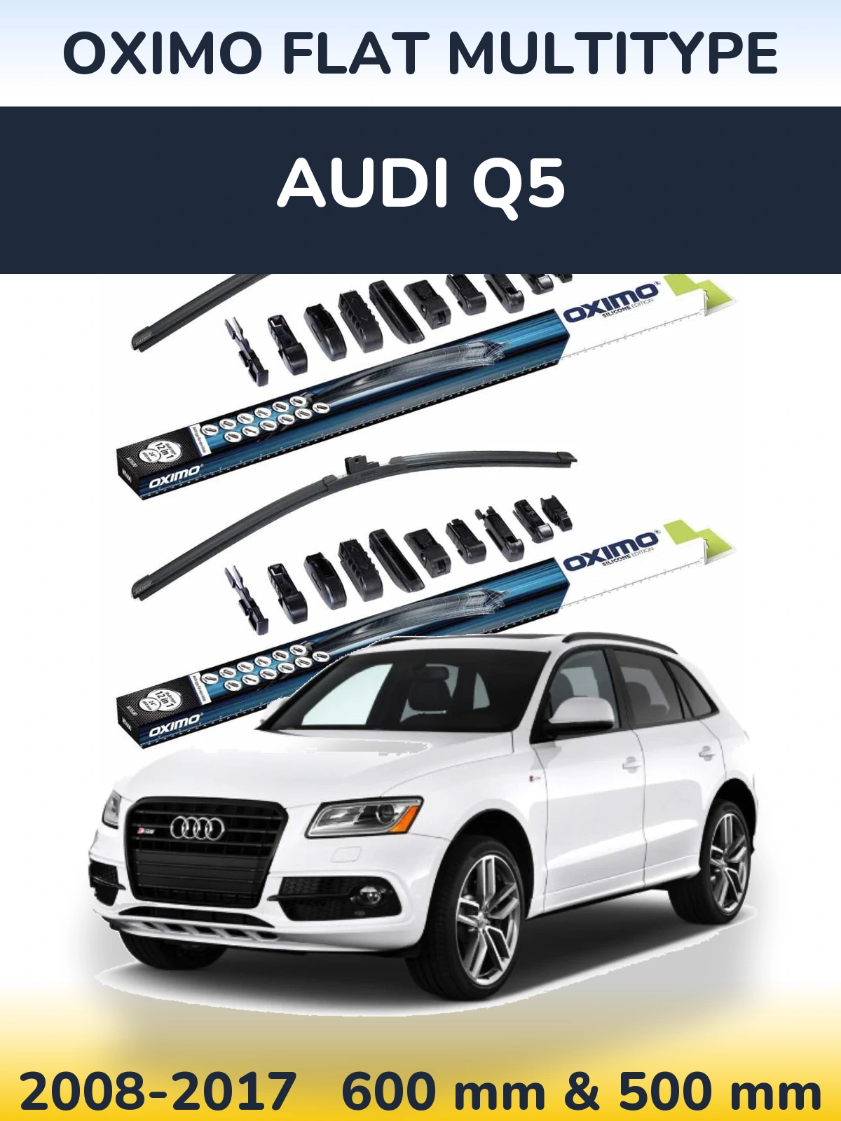 Комплект передних дворников Oximo Flat MultiТипe 600 & 500 мм для Audi Q5 2008-2017