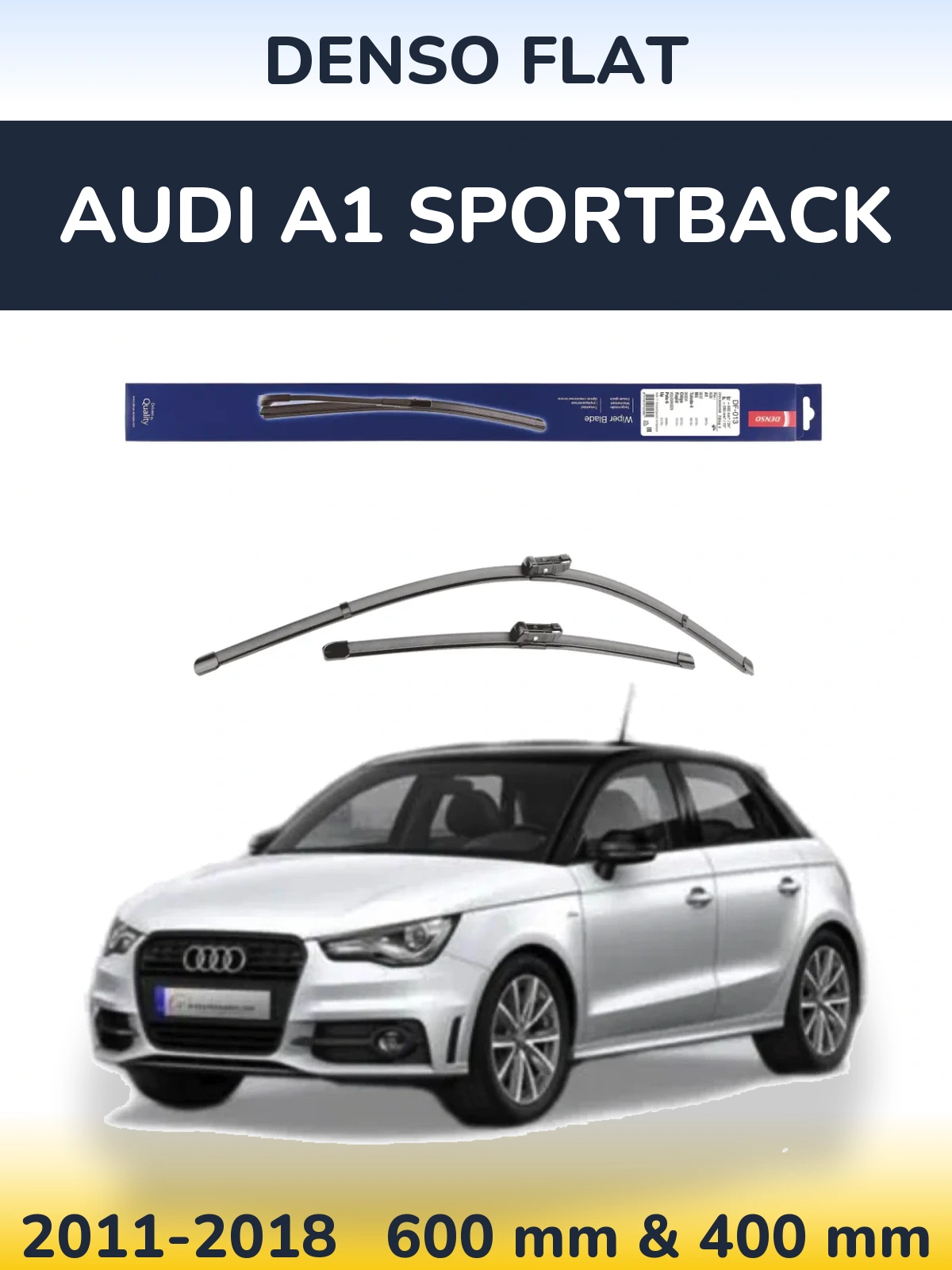 Front wiper blade set Denso Flat 600 & 380 mm for Audi A1 Sportback 2011-2018