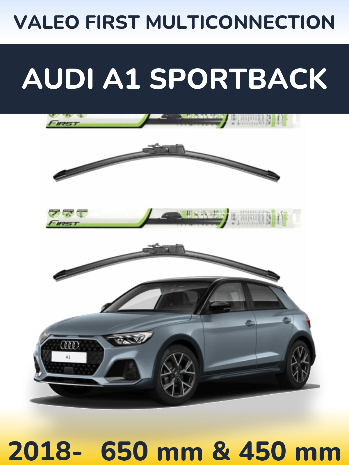 Komplet przednich wycieraczek Valeo First MultiConnection 650 & 450 mm do Audi A1 Sportback 2018-2026
