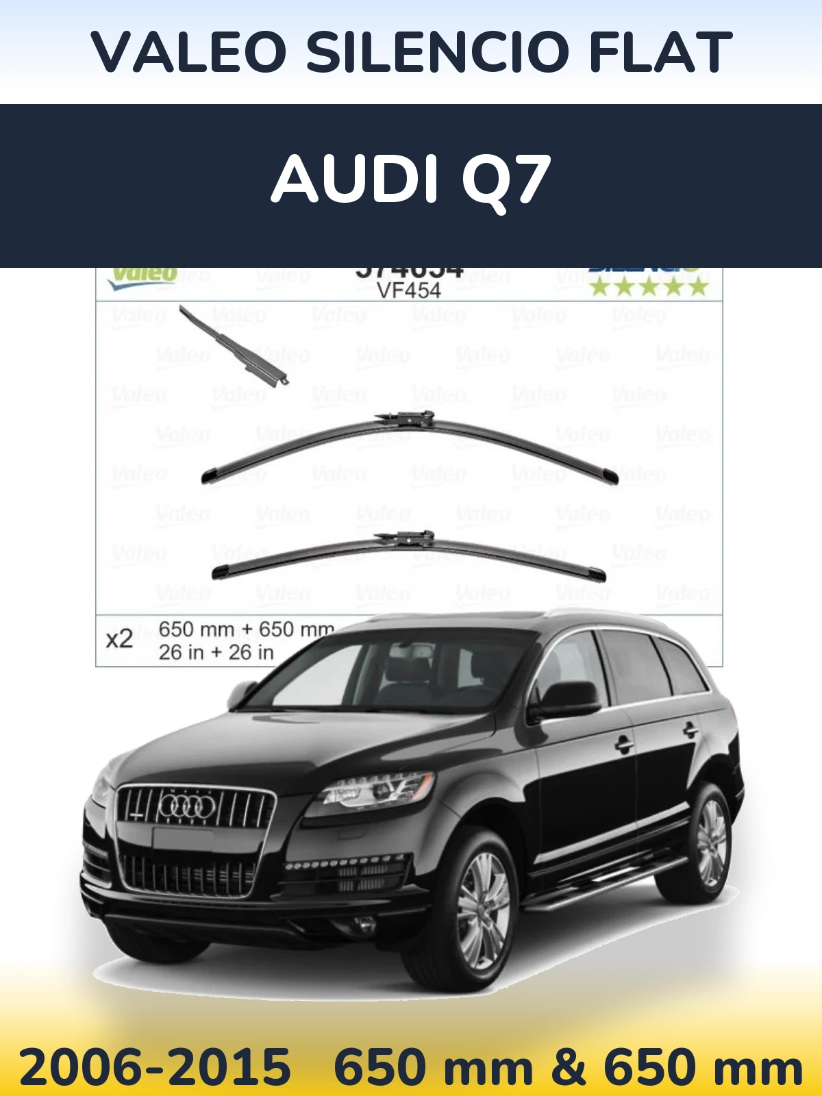 Komplet przednich wycieraczek Valeo Silencio Flat 650 & 650 mm do Audi Q7 2006-2015