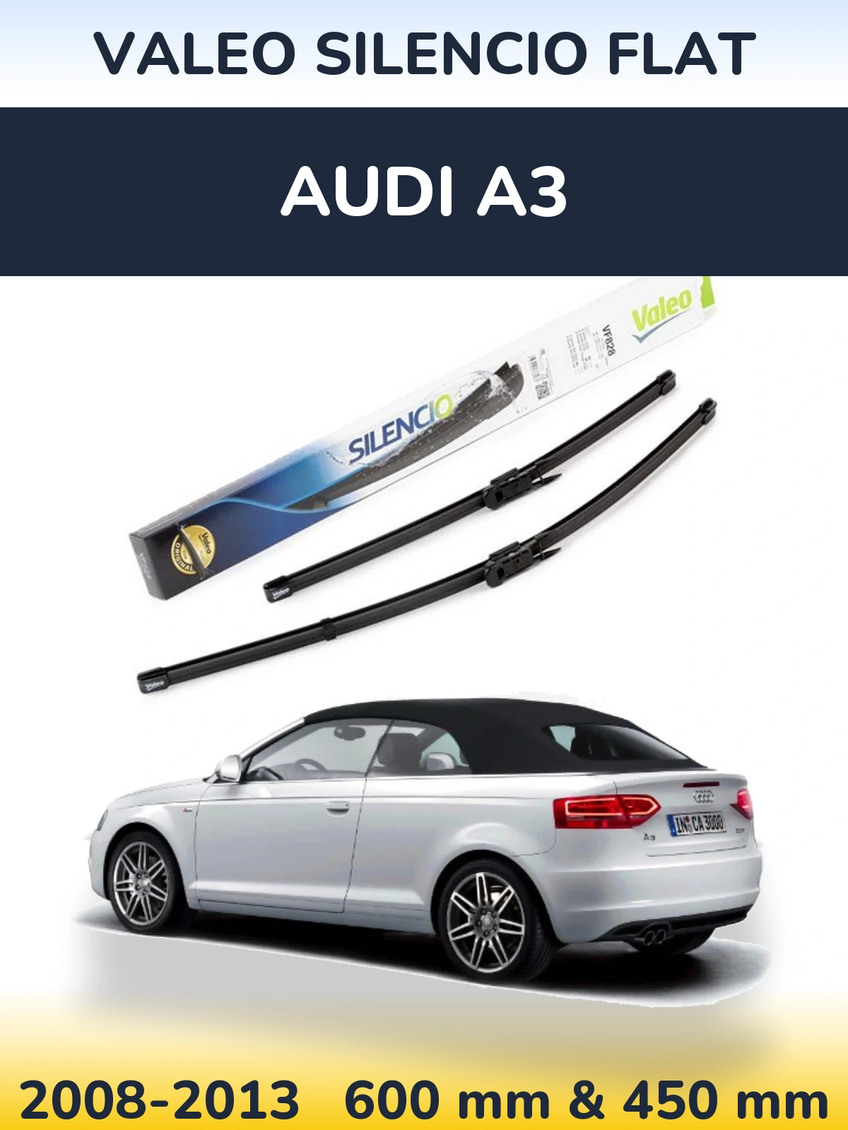 Komplet przednich wycieraczek Valeo Silencio Flat 600 & 450 mm do Audi A3 2008-2013