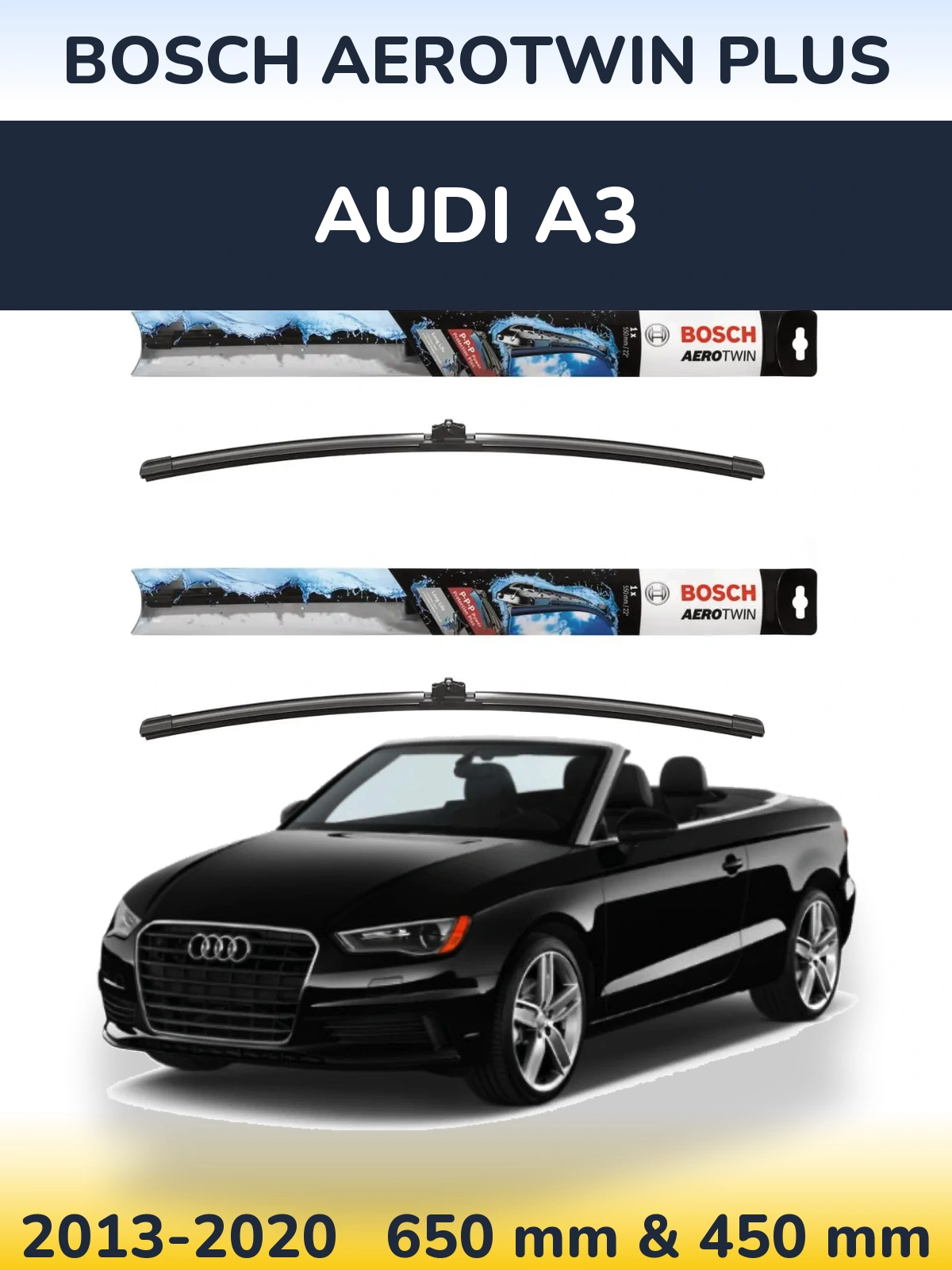 Комплект передних дворников BOSCH AeroTwin Plus 650 & 450 мм для Audi A3 2013-2020