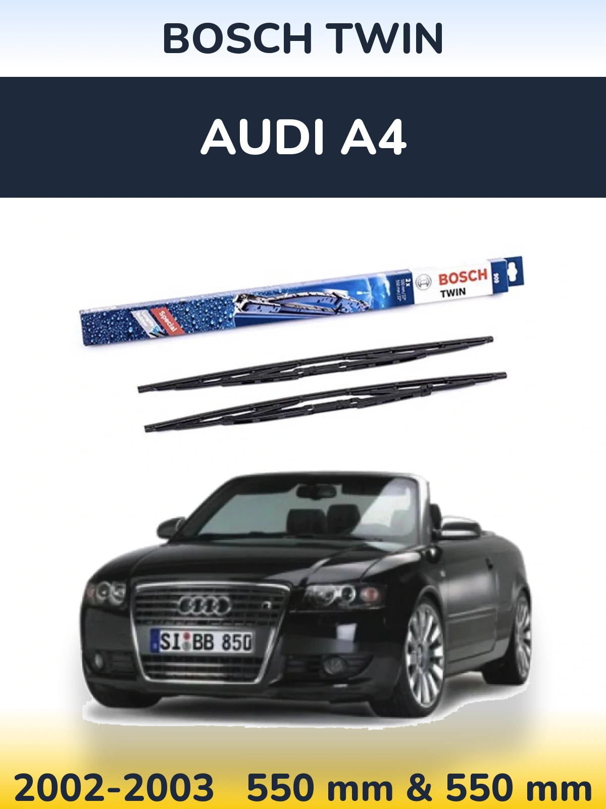 Komplet przednich wycieraczek BOSCH Twin 550 & 550 mm do Audi A4 2002-2003