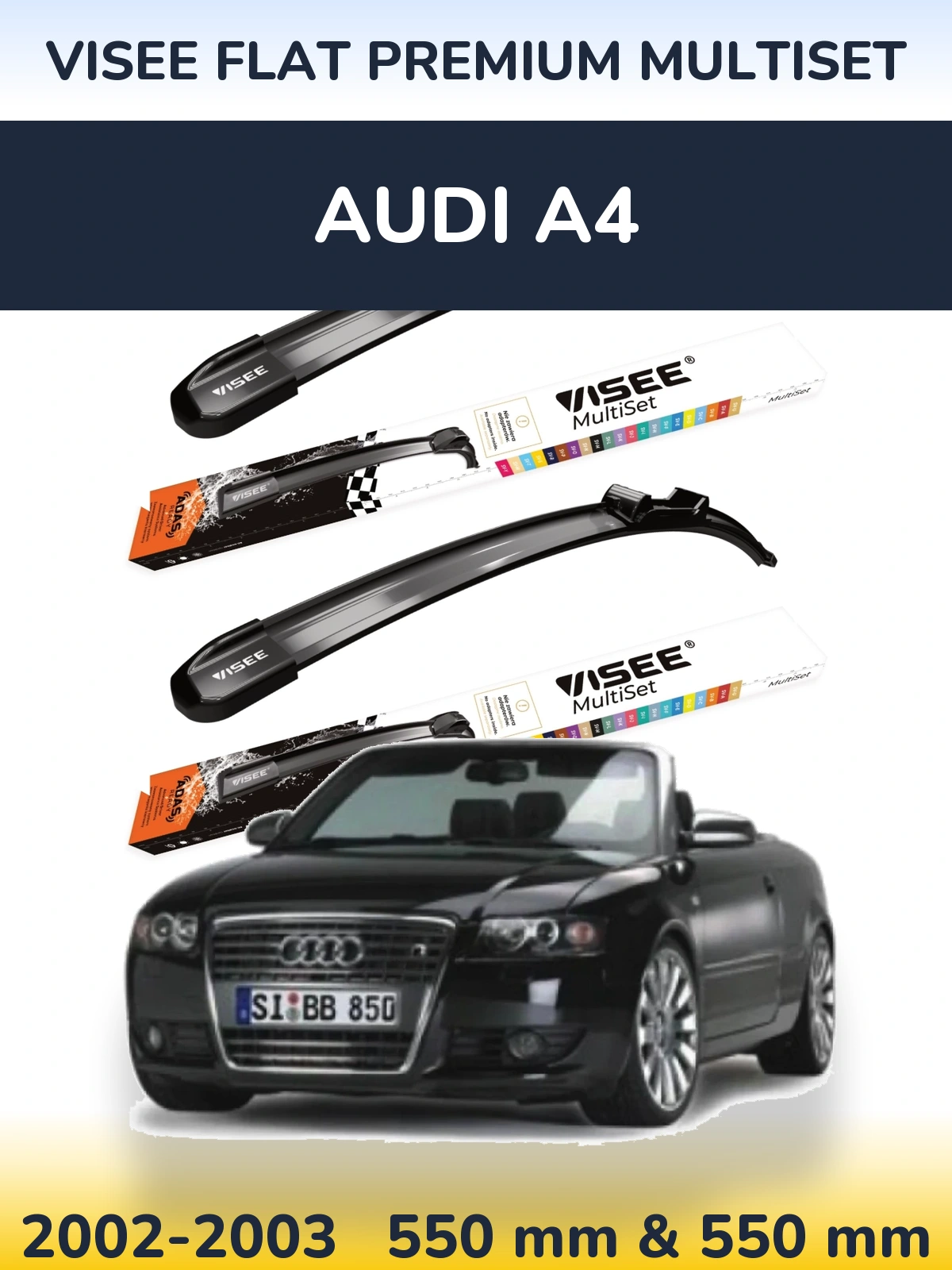 Komplet przednich wycieraczek VISEE FLAT PREMIUM MultiSet 550 & 550 mm do Audi A4 2002-2003