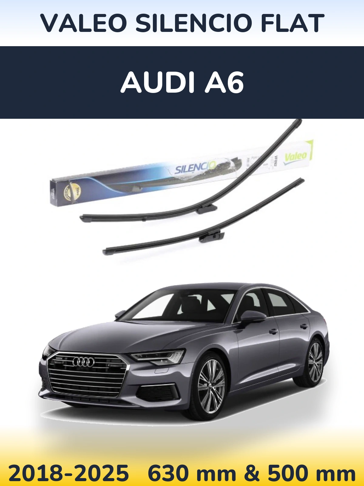 Комплект передних дворников Valeo Silencio Flat 630 & 500 мм для Audi A6 2018-2025