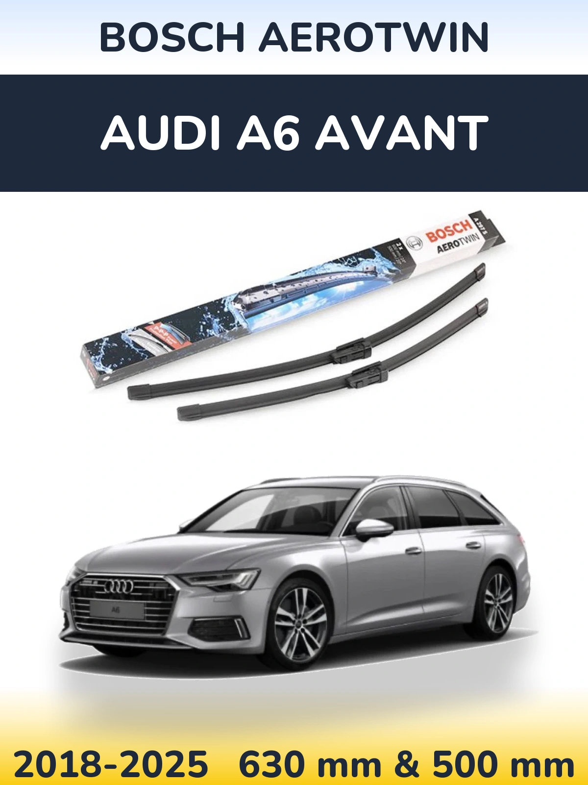 Комплект передних дворников BOSCH AeroTwin 600 & 500 мм для Audi A6 Avant 2018-2025