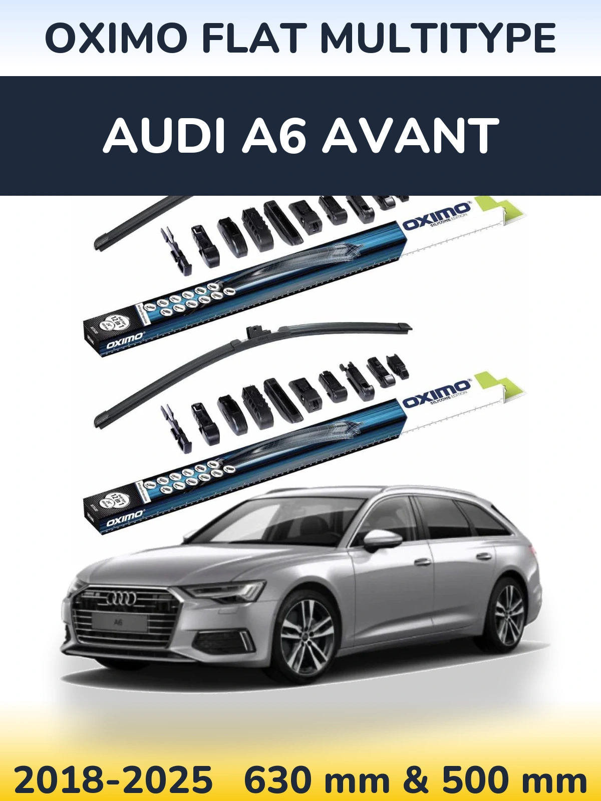 Komplet przednich wycieraczek Oximo Flat MultiType 600 & 500 mm do Audi A6 Avant 2018-2025