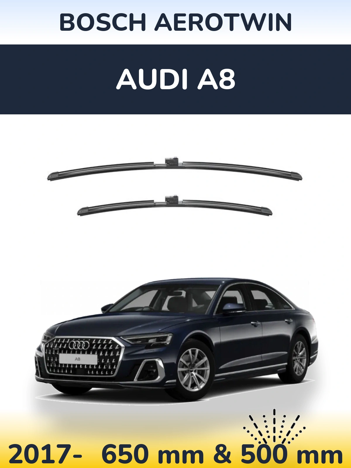 Komplet przednich wycieraczek BOSCH AeroTwin 650 & 500 mm do Audi A8 2017-2026