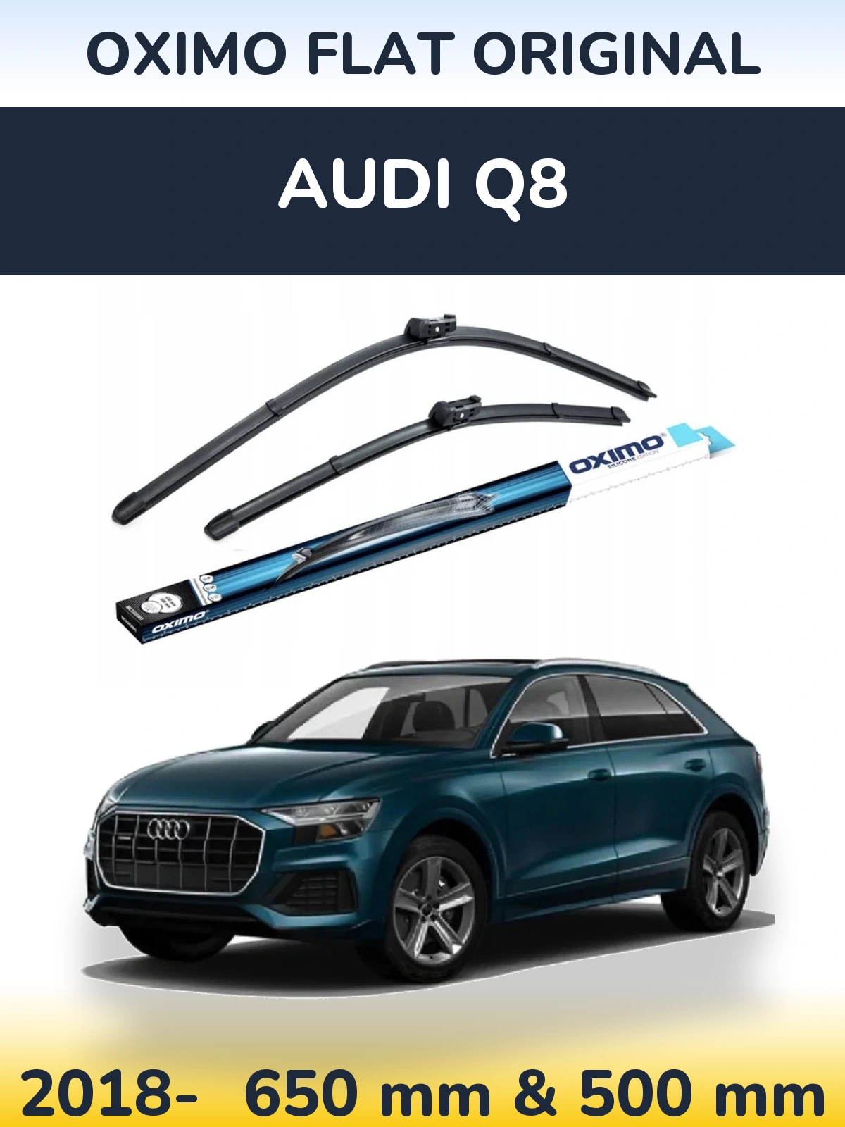 Комплект передних дворников Oximo Flat Original 650 & 500 мм для Audi Q8 2018-2026