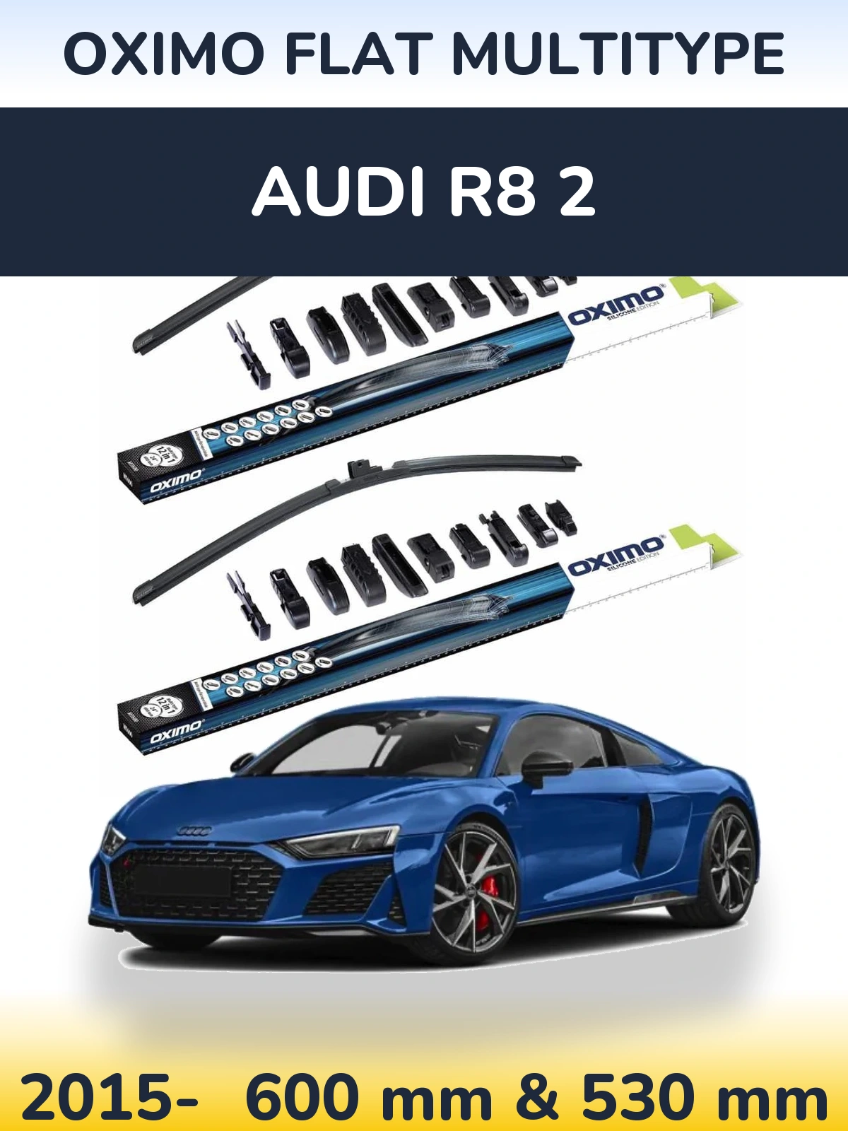 Комплект передних дворников Oximo Flat MultiТипe 600 & 530 мм для Audi R8 2 2015-2026
