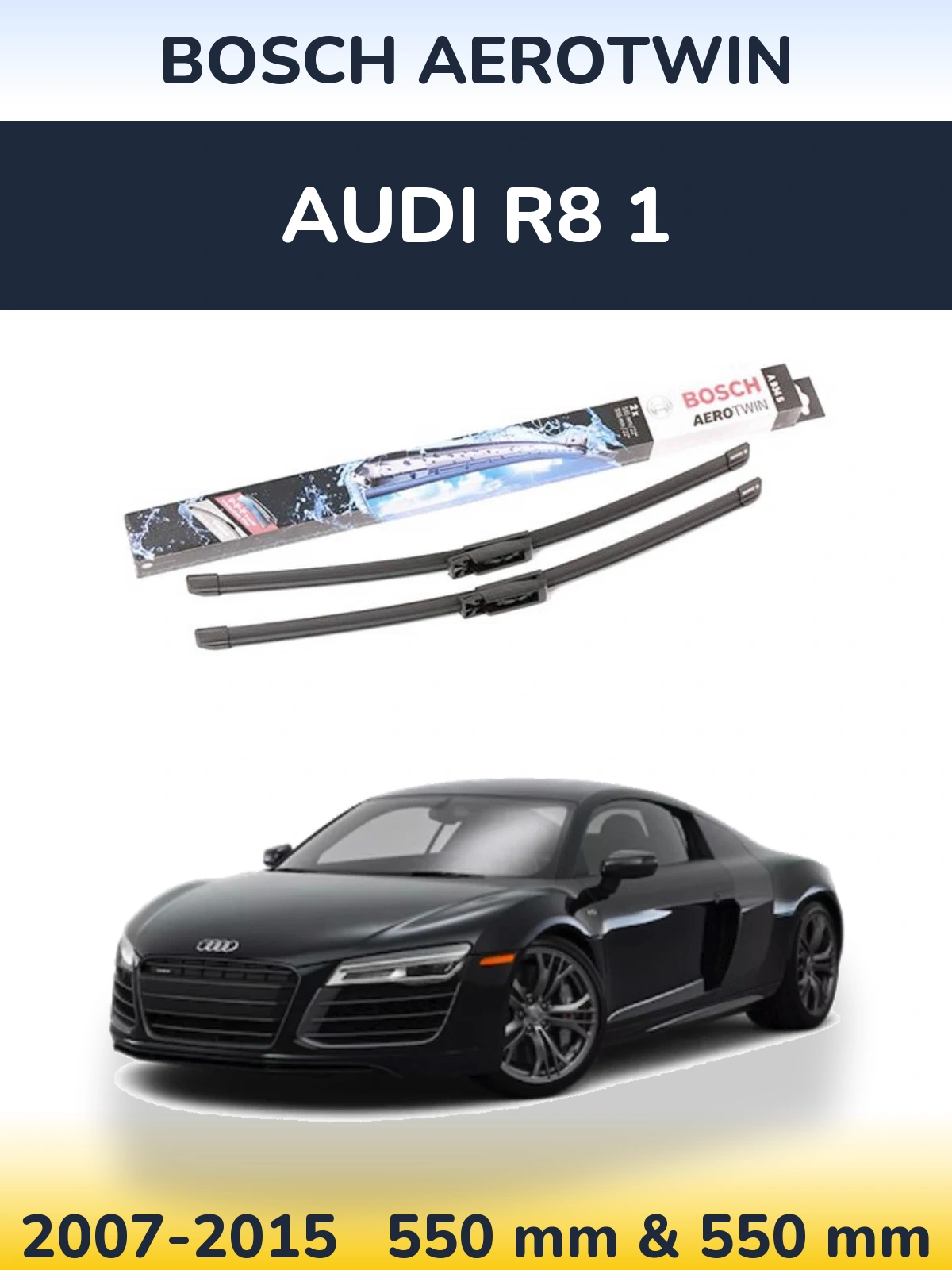 Front wiper blade set BOSCH AeroTwin 555 & 555 mm for Audi R8 1 2007-2015