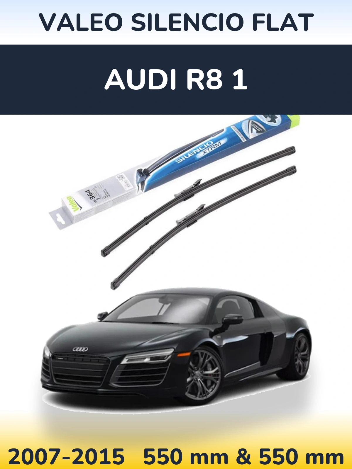 Komplet przednich wycieraczek Valeo Silencio Flat 550 & 550 mm do Audi R8 1 2007-2015