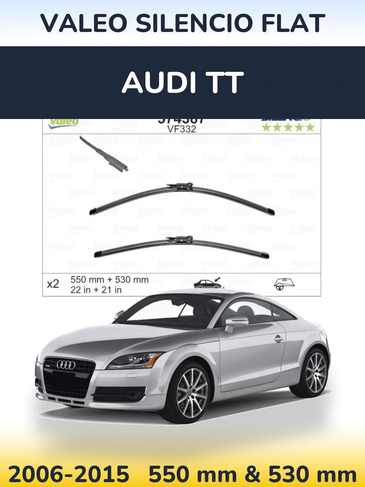 Komplet przednich wycieraczek Valeo Silencio Flat 550 & 530 mm do Audi TT 2006-2015