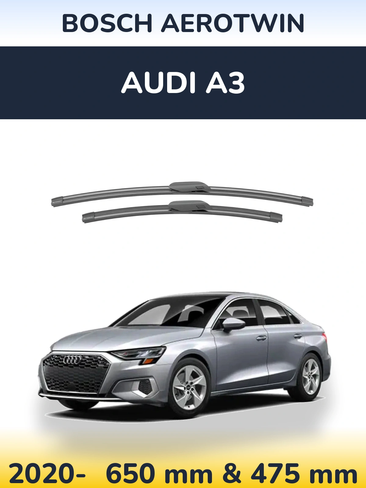 Komplet przednich wycieraczek BOSCH AeroTwin 650 & 475 mm do Audi A3 2020-2026
