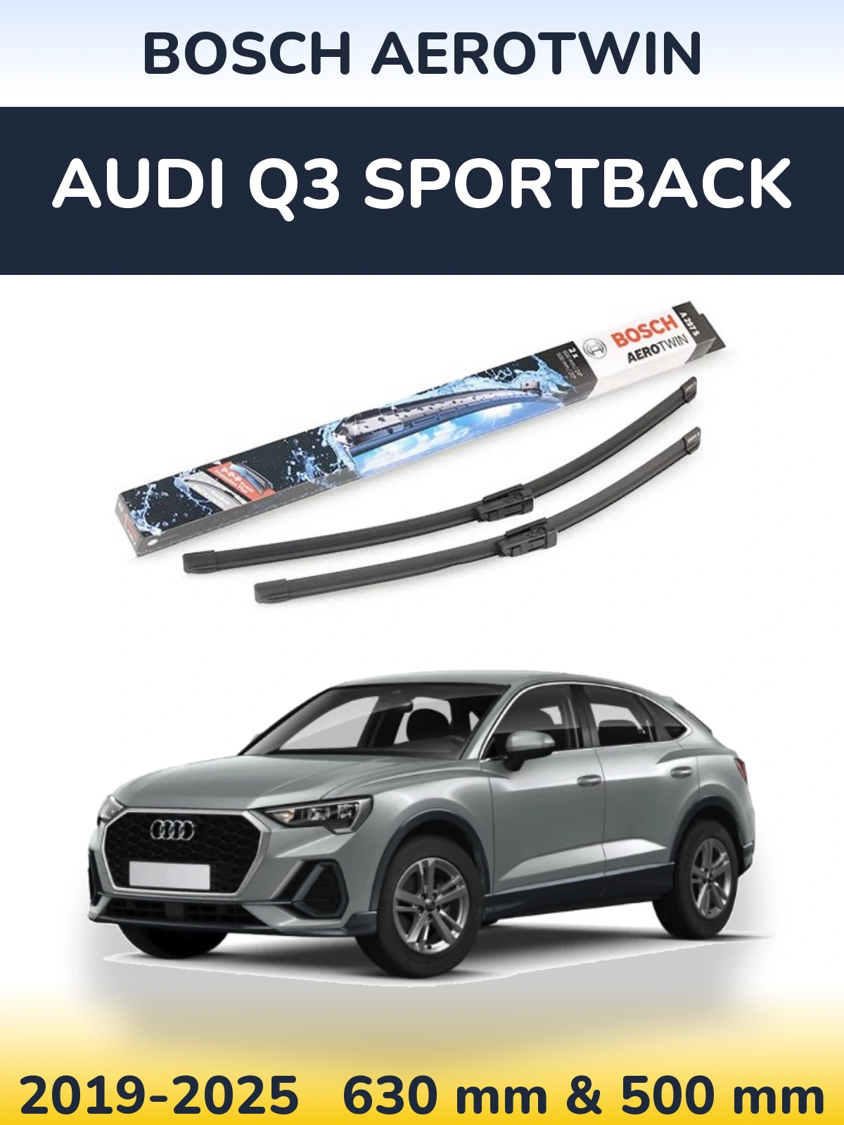 Комплект передних дворников BOSCH AeroTwin 600 & 500 мм для Audi Q3 Sportback 2019-2025